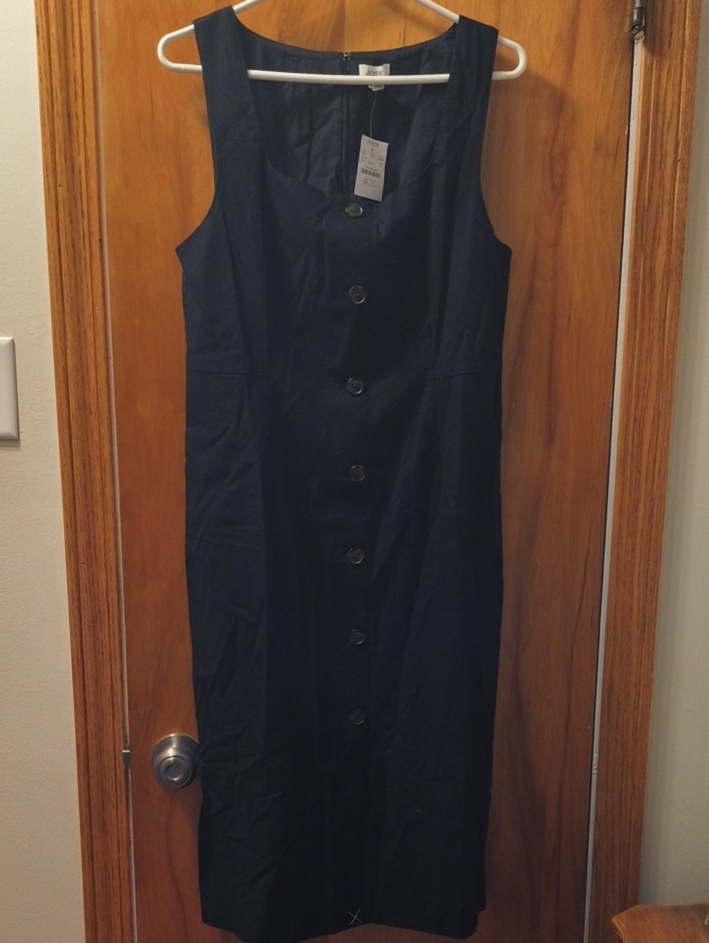 J. Crew Black Sleeveless Button-Front Midi Dress